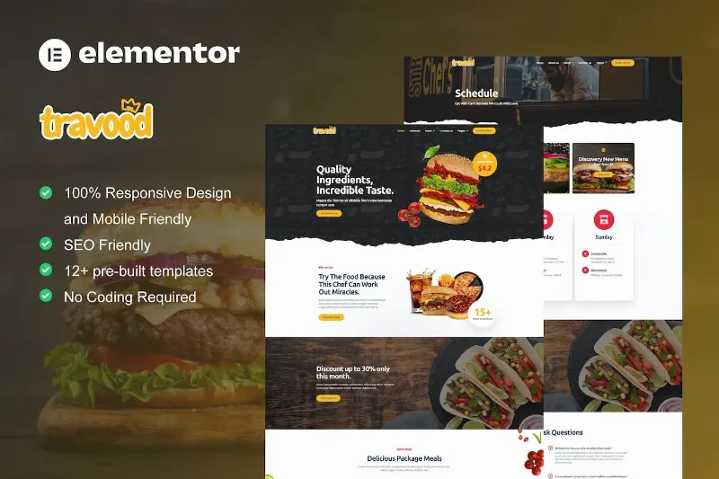 Travood – Food Truck & Street Food Elementor Pro Template