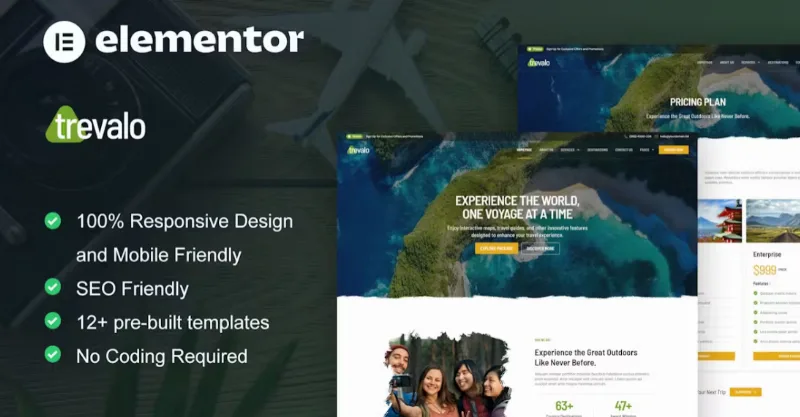 Trevalo – Travel & Tour Agency Elementor Pro Template