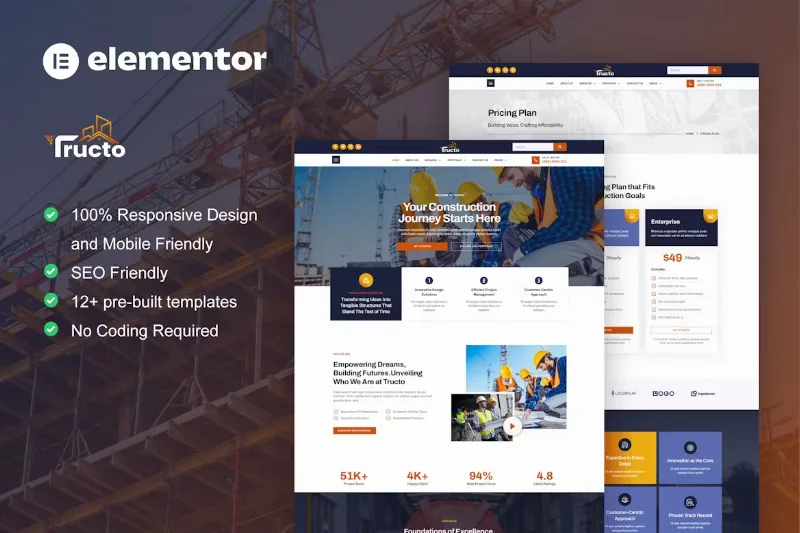 Tructo – Construction Service & Building Elementor Pro Template