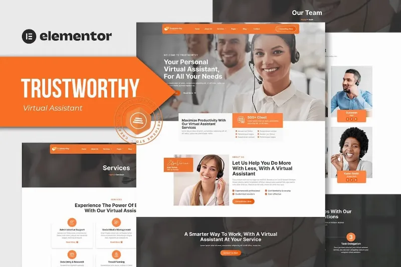 Trustworthy – Virtual Assistant Business Elementor Template