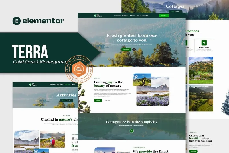 Tula – Nature Cottages Elementor Template · Template Kit para WordPress