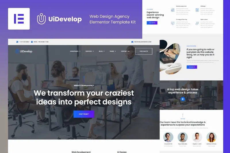 UiDevelop – Web Design Agency Elementor Template