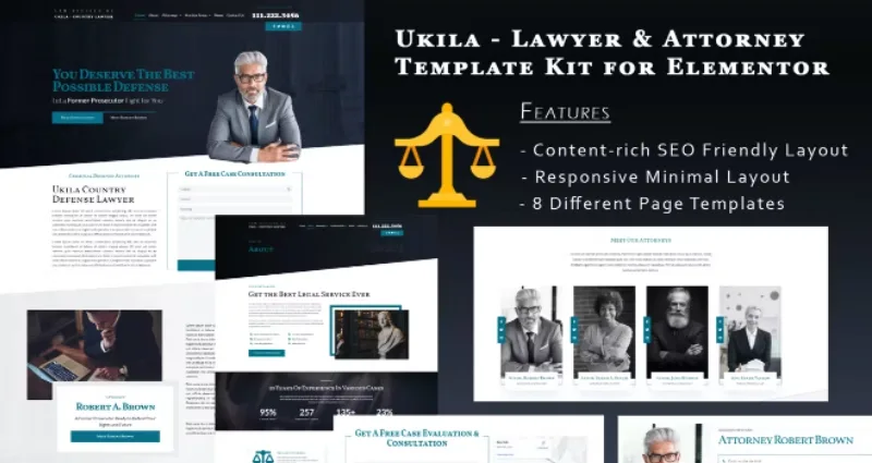 Ukila – Lawyer & Attorney Elementor Template