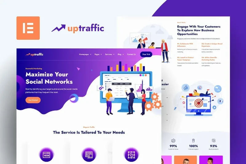Uptraffic – Digital Marketing Agency Elementor Template