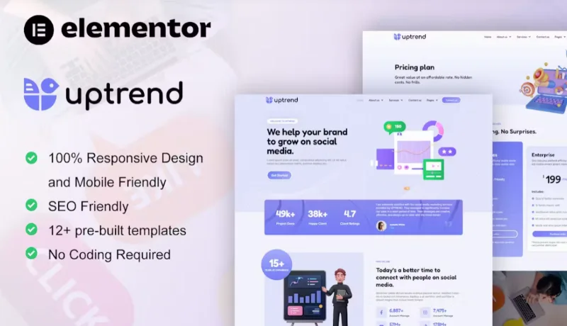 UpTrend – Social Media Marketing Agency Elementor Template
