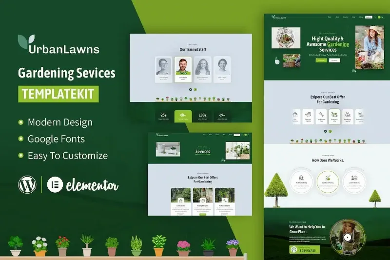 Urban Lawns – Gardening Elementor Template Kit