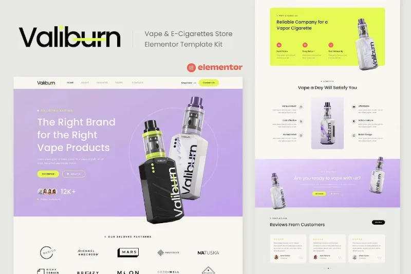 Valiburn – Vape & E-Cigarettes Store Elementor Template