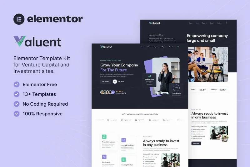 Valuent – Venture Capital & Investment Elementor Template