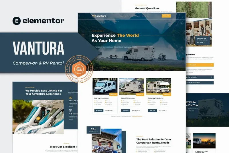 Vantura – Campervan & RV Rental Elementor Template
