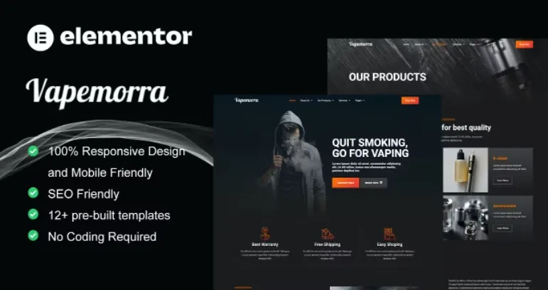 Vapemorra – Vape Store Elementor Template