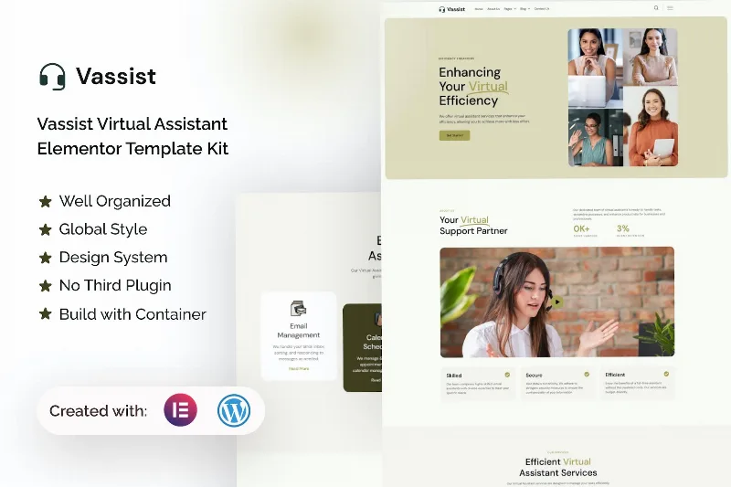 Vassist – Virtual Assistant Elementor Pro Template