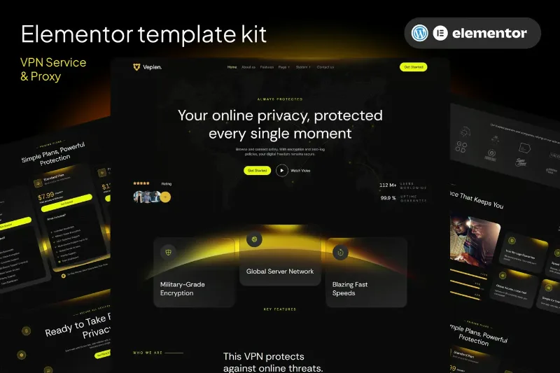 Vepien - VPN Service & Proxy Elementor Template kit