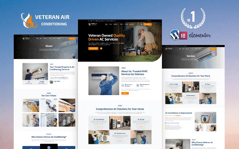 Veteran Air Conditioning AC repair Template kit Elementor