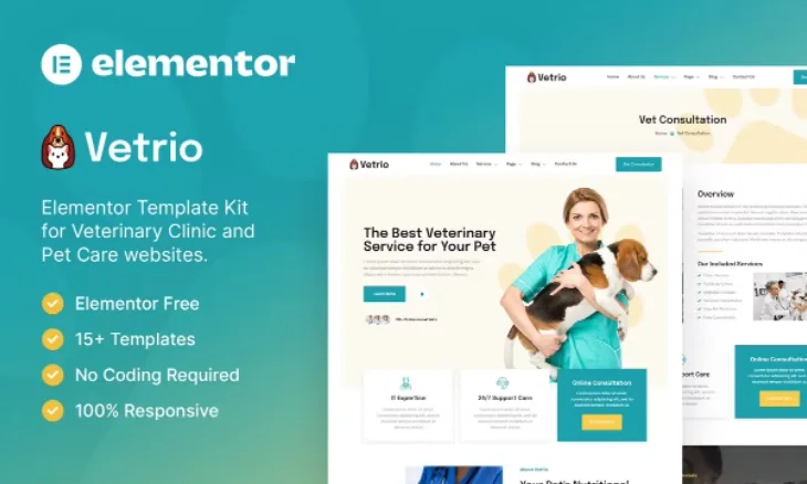 Vetrio – Veterinary Clinic & Pet Care Elementor Template