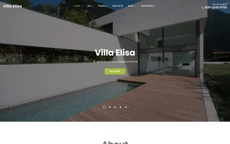 Villa Elisa – Real Estate Responsive WordPress theme WordPress Theme