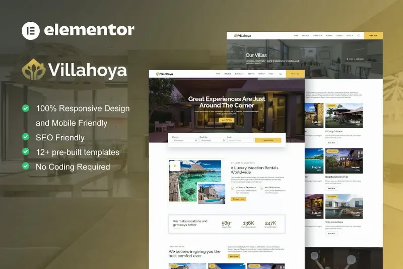 Villahoya – Villa Vacation Rental Elementor Template