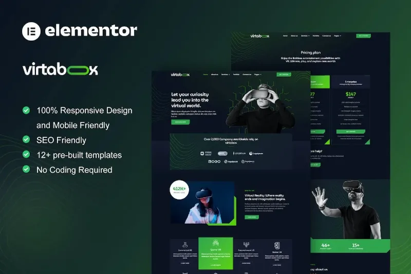 VirtaBox – Virtual Reality Services Elementor Template