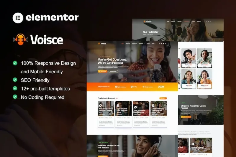 Voisce – Podcaster & Music Streaming Elementor Pro Template