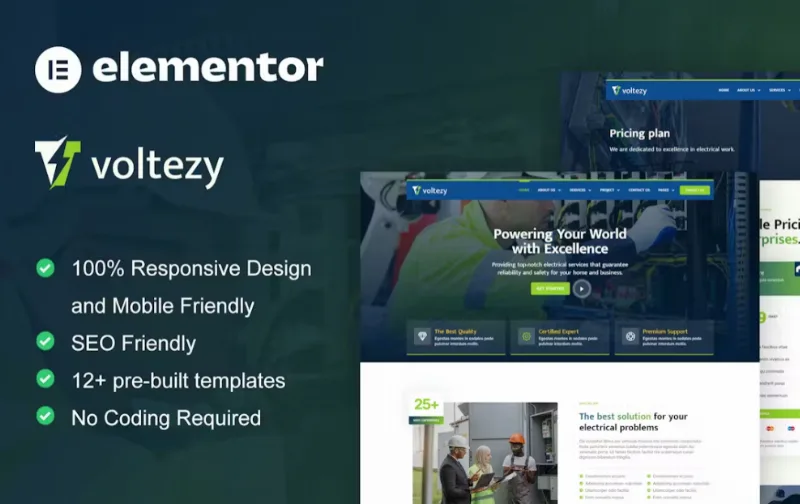 Voltezy – Electrical Installation & Maintenance Service Elementor Template