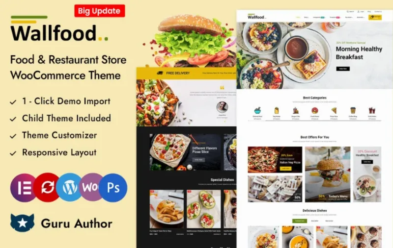 WallFood – Food and Restaurant Store Elementor WooCommerce Responsive