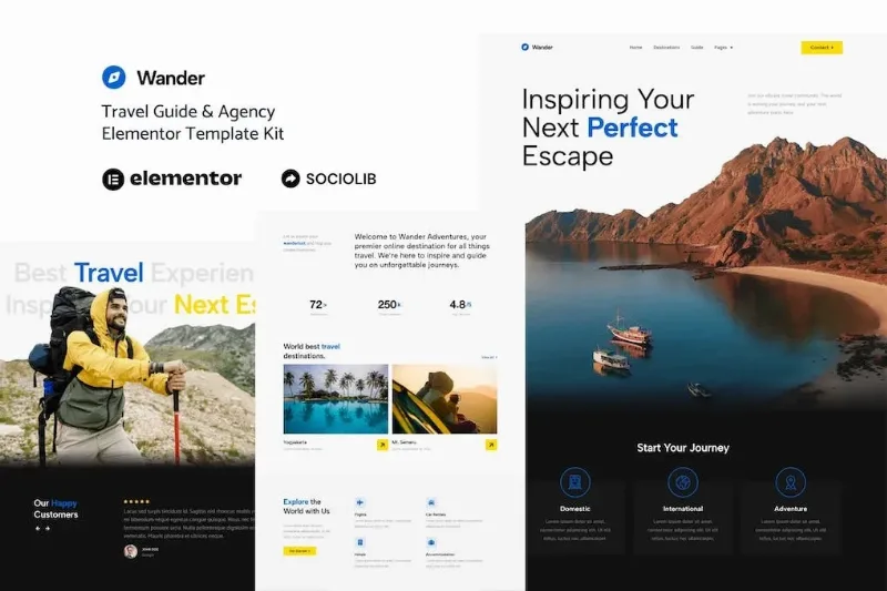 Wander – Travel Guide & Agency Elementor Template