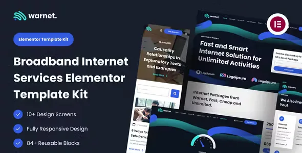 Warnet Broadband Internet Elementor Template Kit