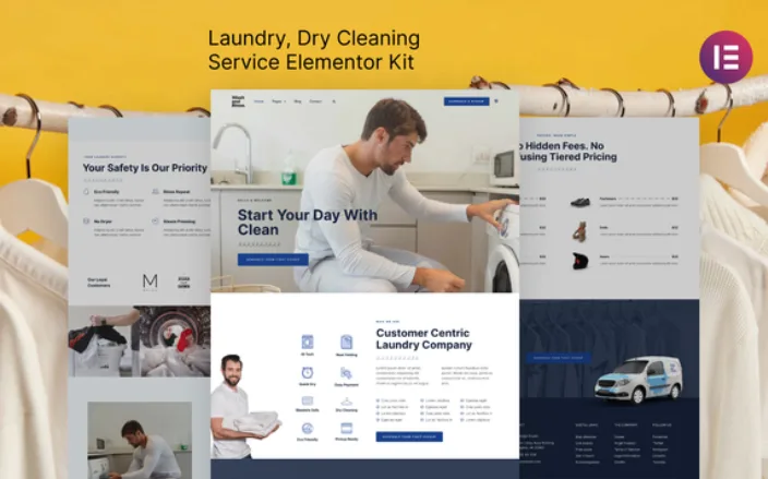 Wash & Rinse – Laundry & Dry Cleaning Service Elementor Template
