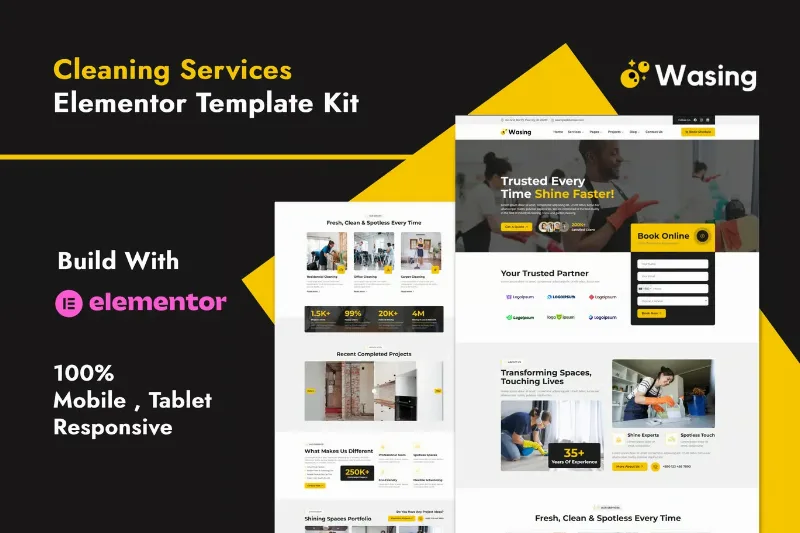 Wasing - Cleaning Services Elementor Template Kit