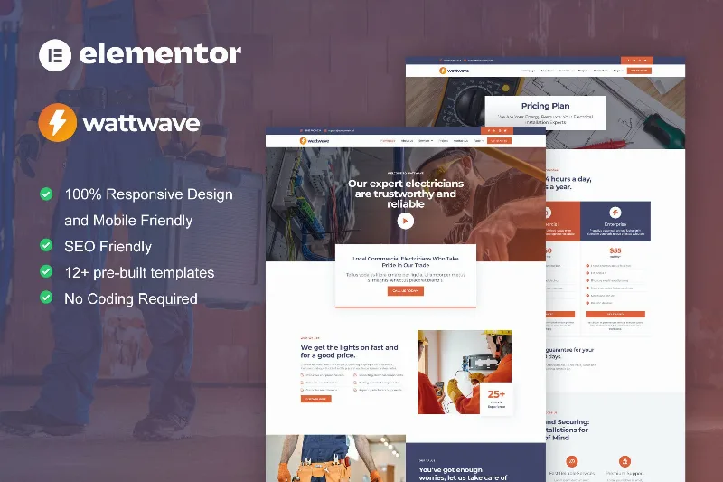 WattWave – Electrical Installation & Maintenance Service Elementor Pro Template