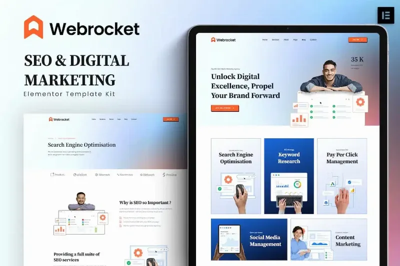 Webrocket – SEO & Digital Marketing Agency Elementor Template Kit
