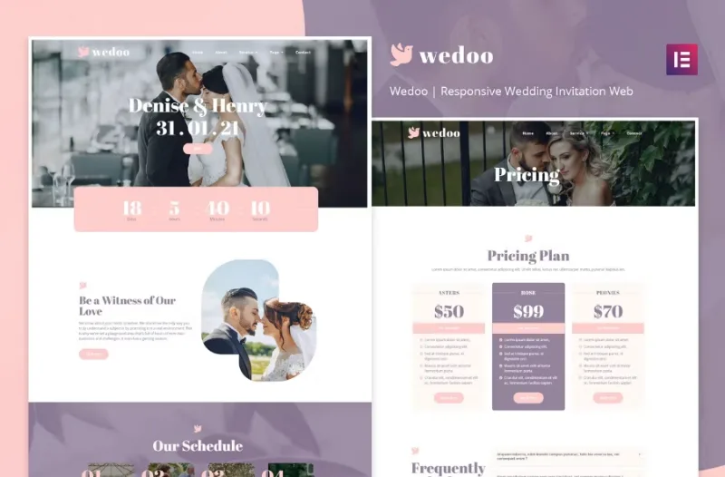 Wedoo – Online Wedding Invitation Elementor Template