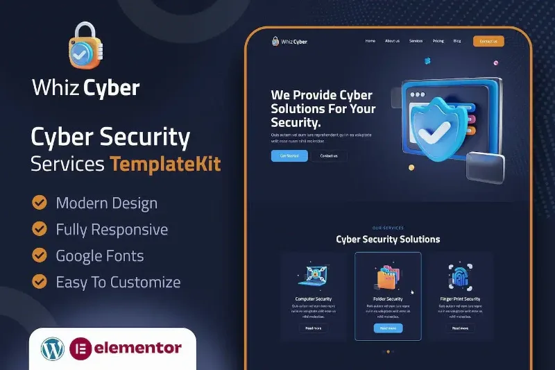 WhizCyber – Cyber Security Elementor Template Kit
