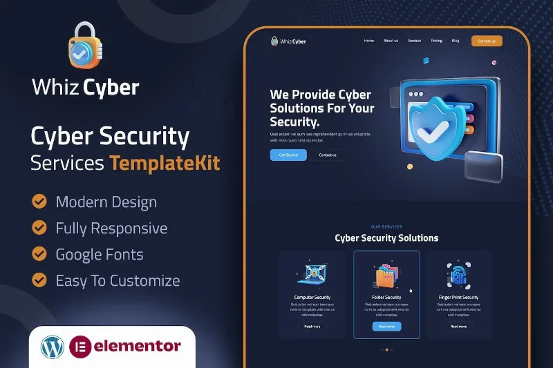 WhizCyber – Cyber Security Elementor Template