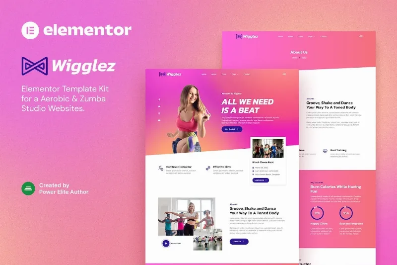 Wigglez – Aerobic & Zumba Studio Elementor Template