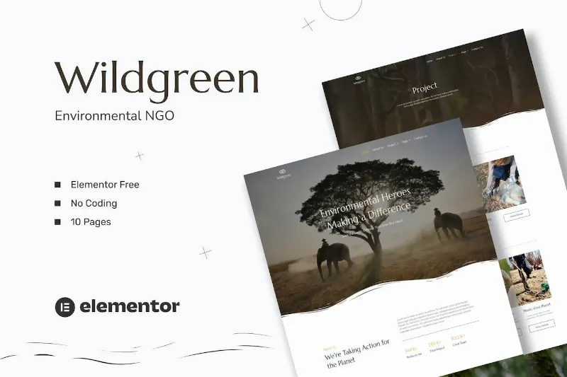 Wildgreen – Environmental NGO Elementor Template