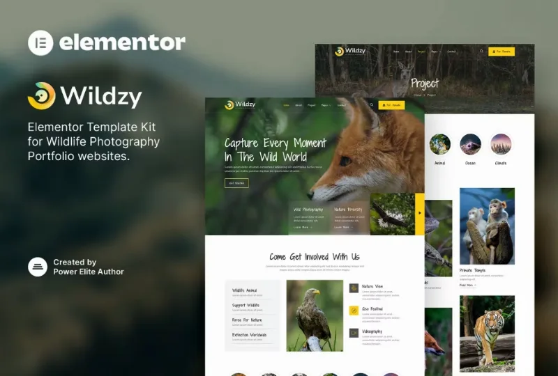 Wildzy – Wildlife Photography Elementor Template
