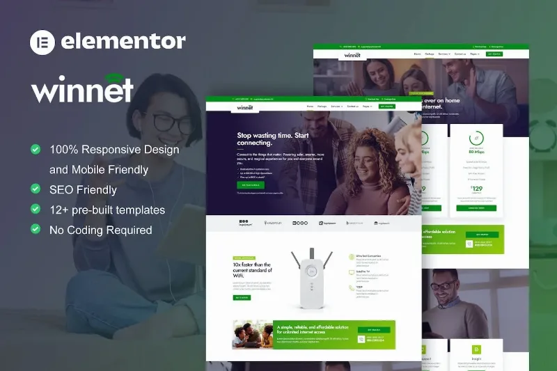 WinNet – Broadband & Internet Service Provider Elementor Template