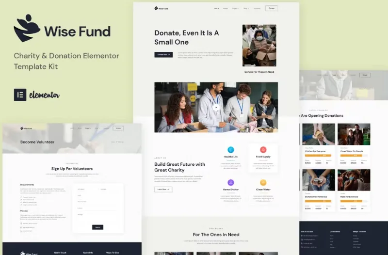 Wise Fund – Charity & Donation Elementor Template