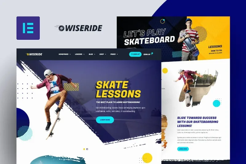 WiseRide – Skateboarding Lessons Elementor Template