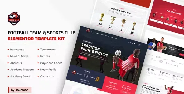 Wolves Football Team Elementor Template Kit