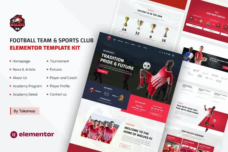 Wolves – Football Team & Sports Club Elementor Pro Template