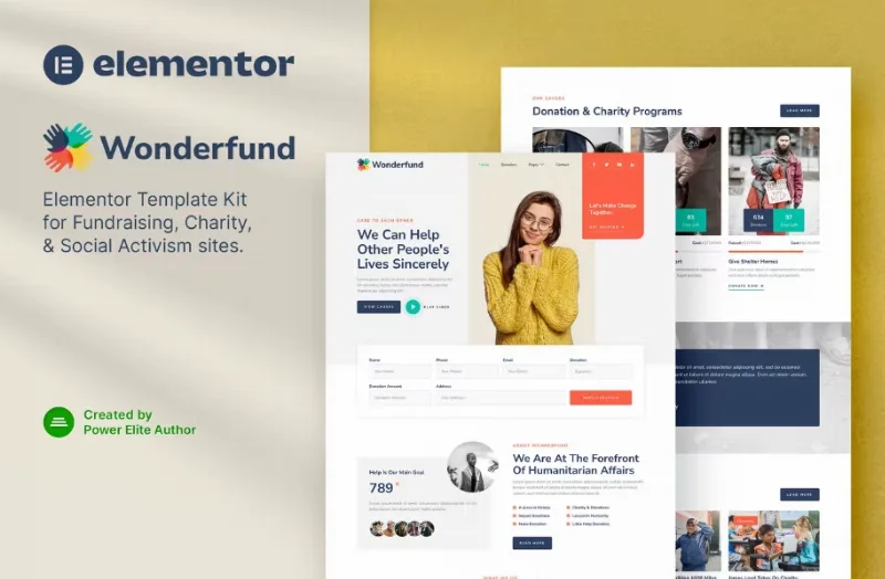 Wonderfund – Fundraising & Charity Elementor Template