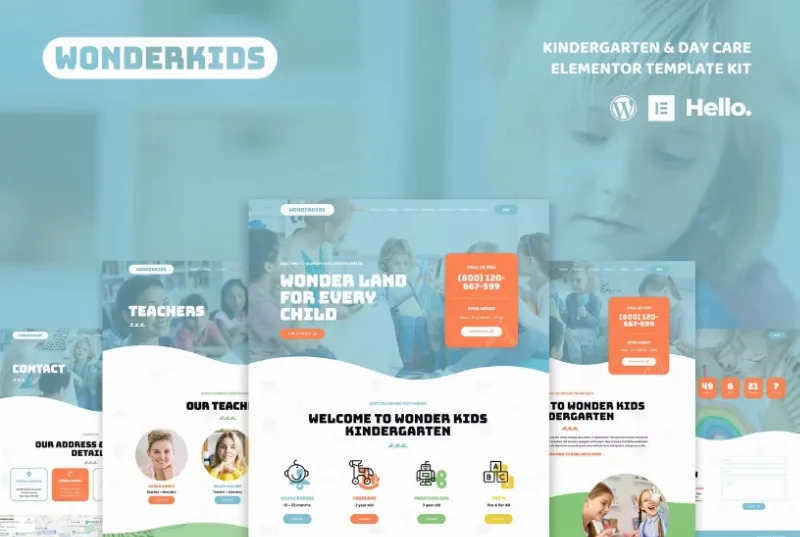 Wonderkids – Kindergarten & Children Day Care Elementor Template