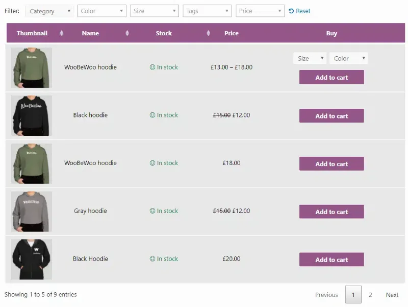 WooCommerce Product Table (Barn2)