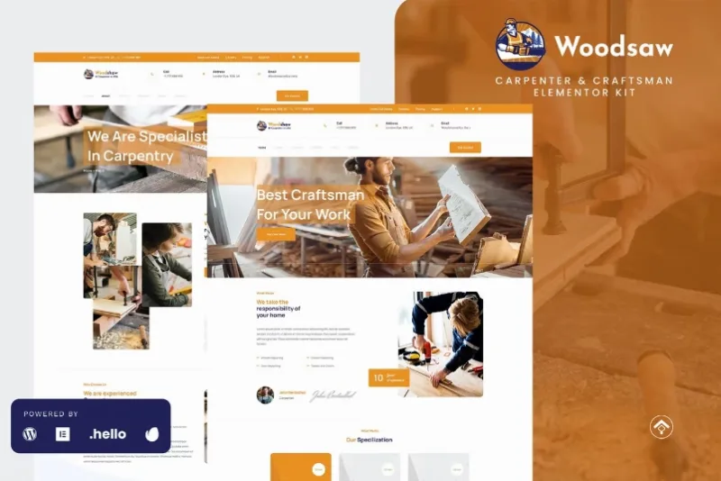 Woodsaw – Carpenter & Craftsman Elementor Template