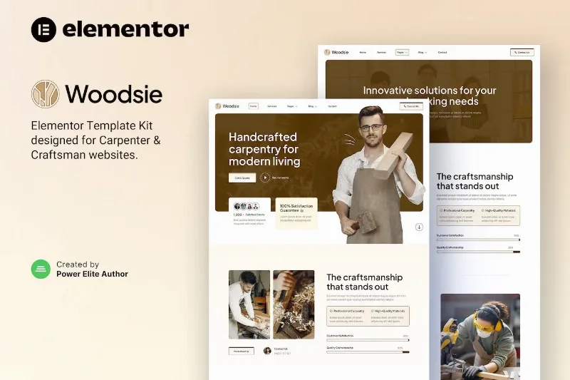 Woodsie – Carpenter & Craftsman Elementor Template