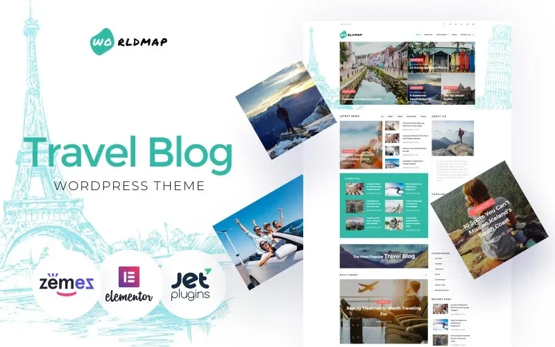WorldMap – Travel Photo Blog WordPress Elementor Theme WordPress Theme