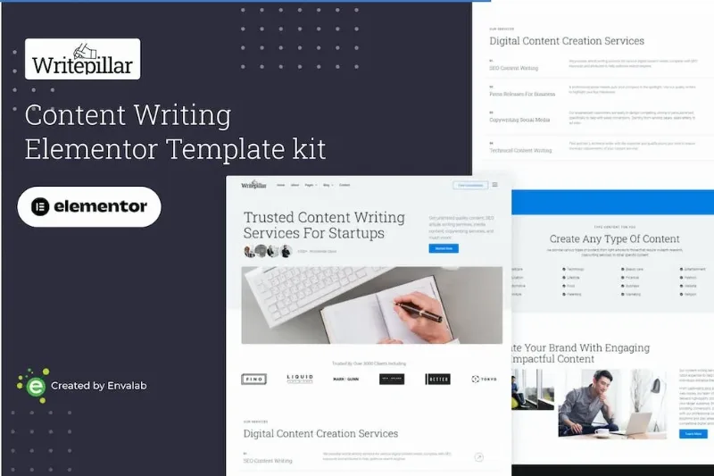 Writepillar – Content Writing Services Elementor Template