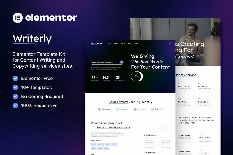Writerly – Content Writing & Copywriting Elementor Template