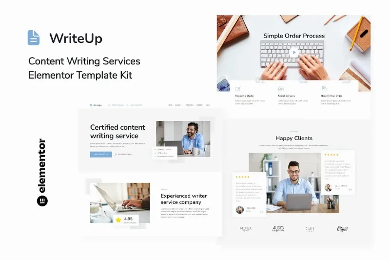 WriteUp – Content Writing Services Elementor Template